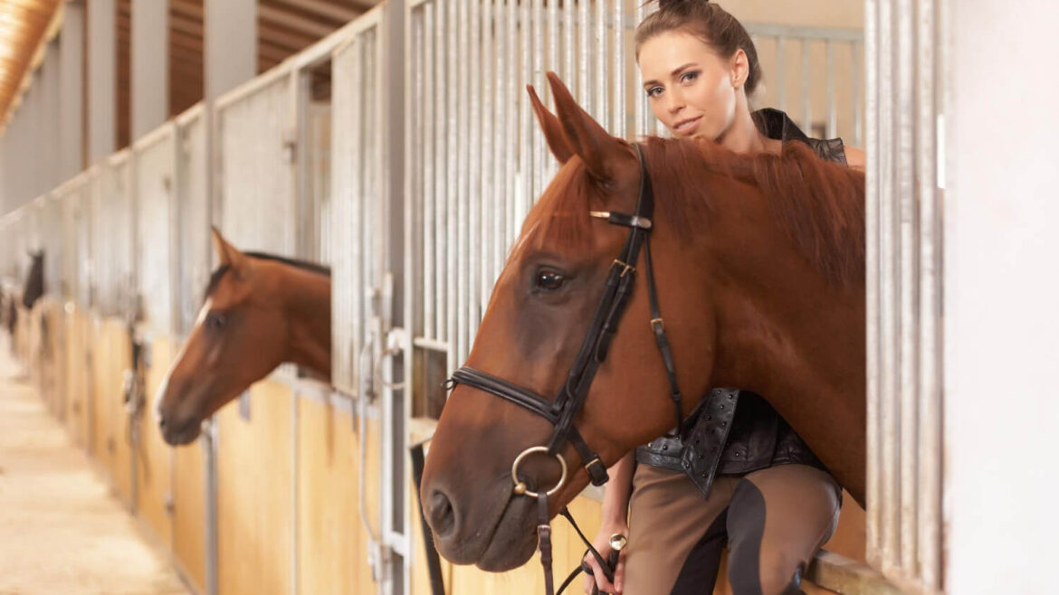 young-brunette-woman-posing-with-her-brown-horse